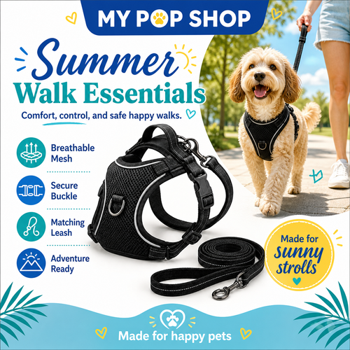 Dog Harness and Automatic Retractable Leash Kit Dog Harness with Leash, Breathable Mesh Adjustable Pet Harness for Small Dogs & Puppies, Secure Buckle Walking Harness, Comfortable Outdoor Dog Chest Belt for Daily Walks, Black